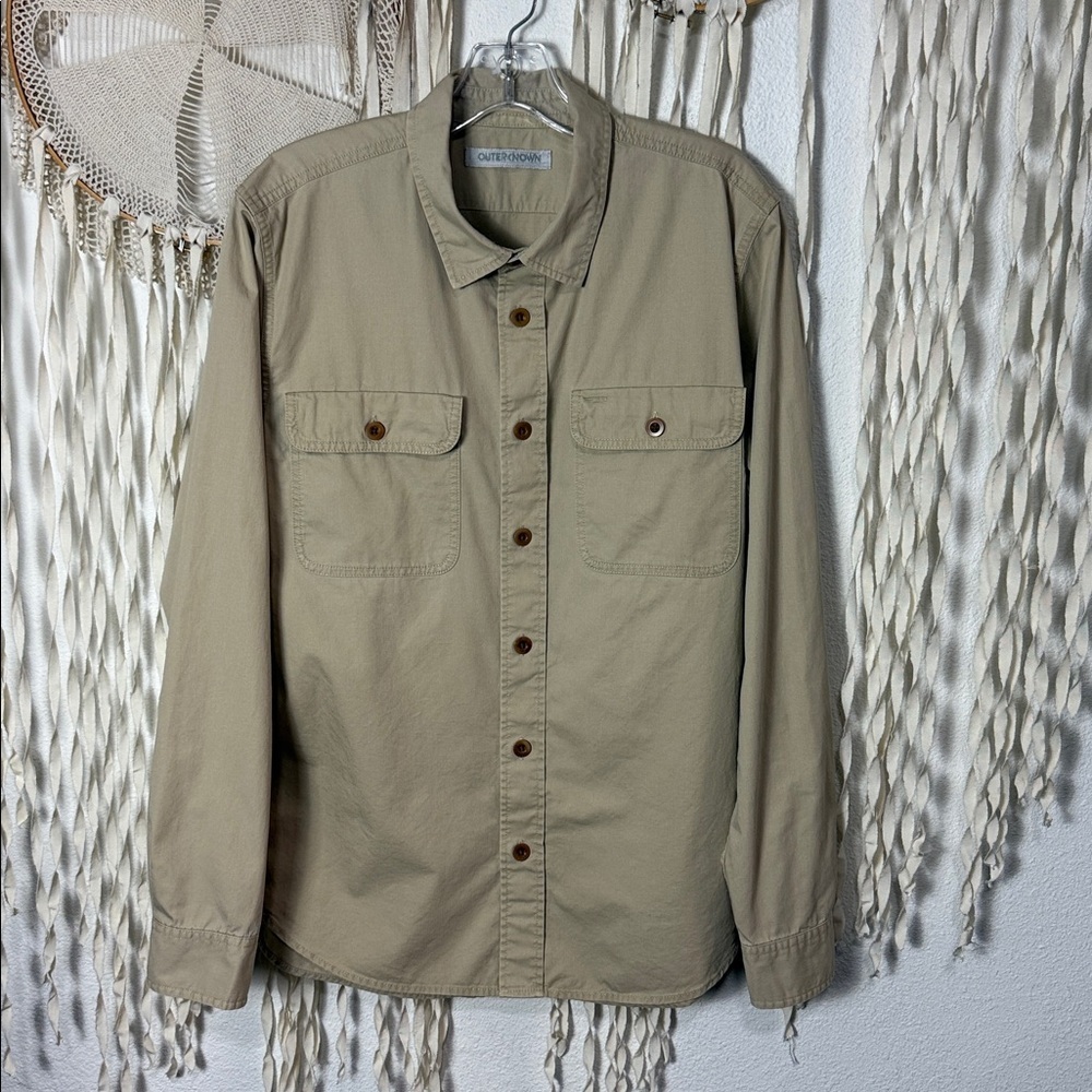 Outerknown Men's Tan Long Sleeve Button Down Casual Utility Shirt Size M